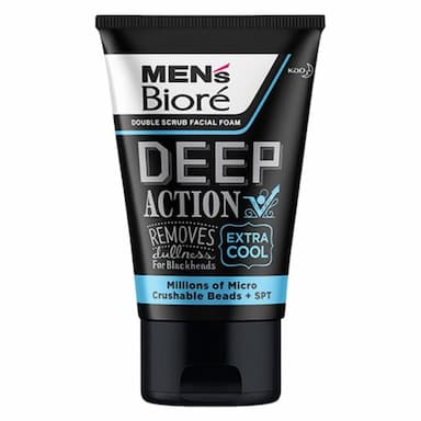 Sữa Rửa Mặt Nam Men's Bioré Double Scrub Facial Foam Deep Action Extra Cool Sạch Sâu Mát Lạnh